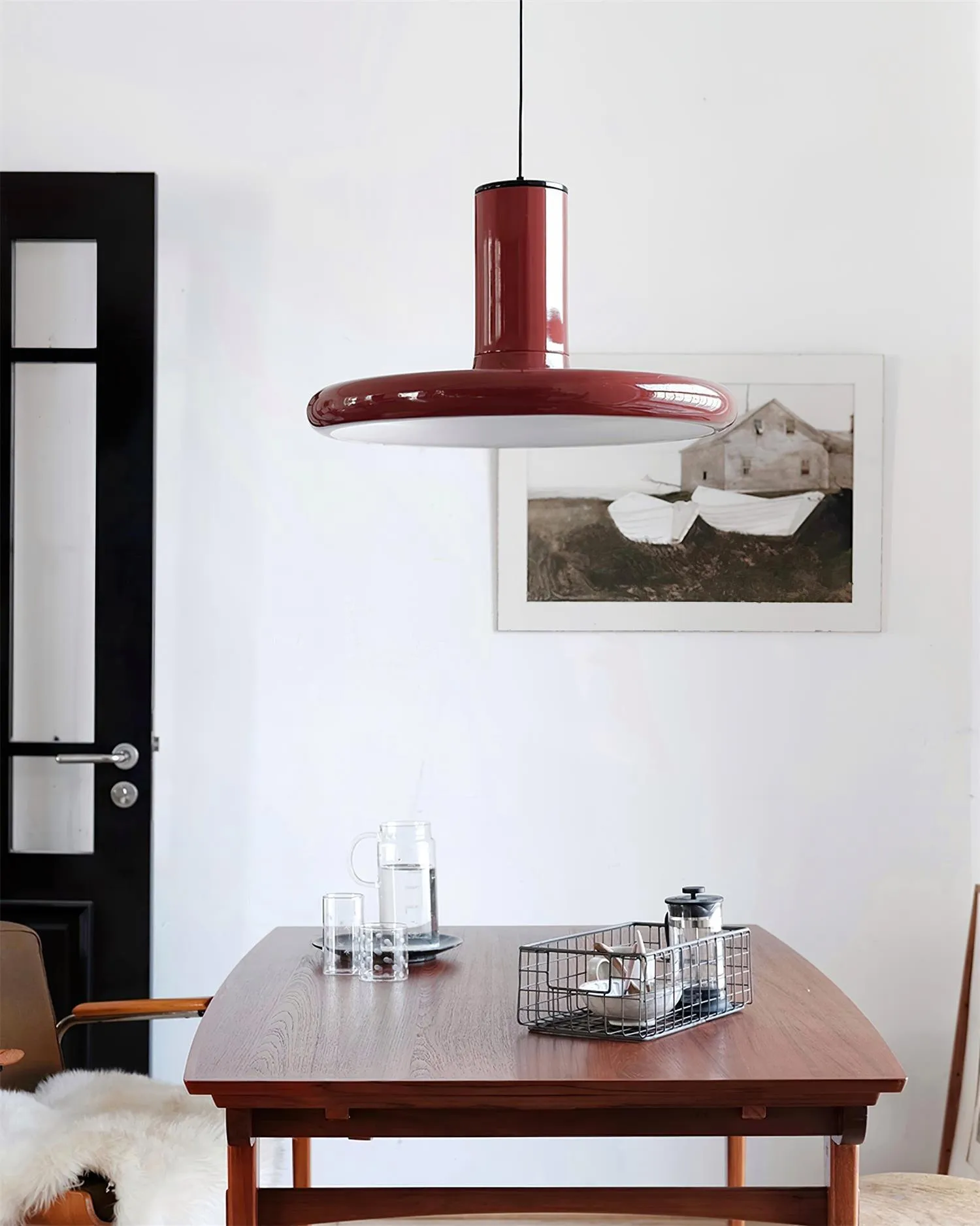 Red Frisbee Pendant Lamp 17.7″- 10.6″