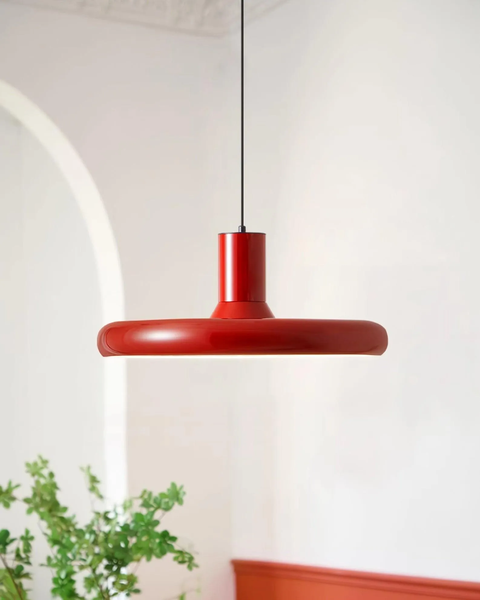 Red Frisbee Pendant Lamp 17.7″- 10.6″