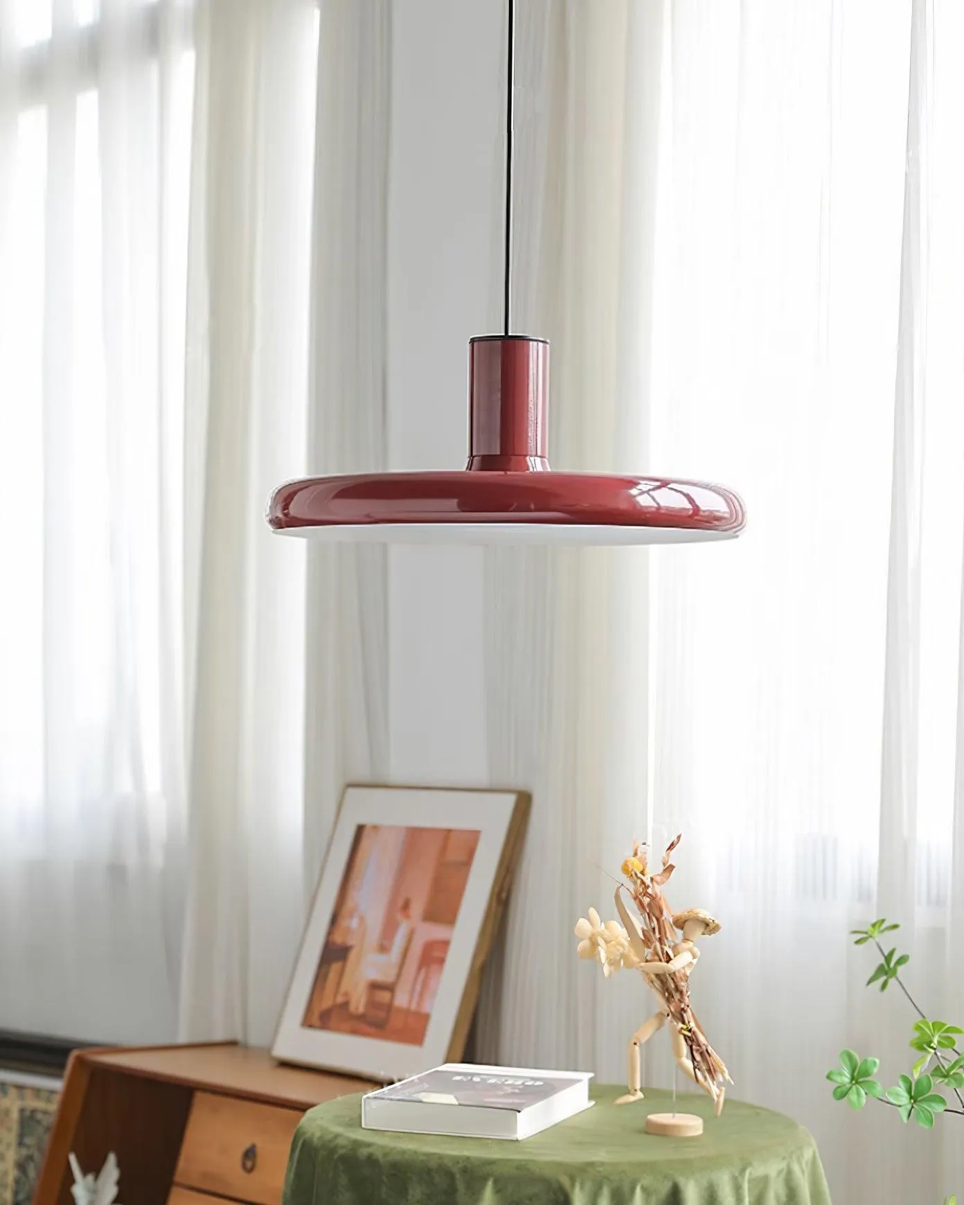 Red Frisbee Pendant Lamp 17.7″- 10.6″