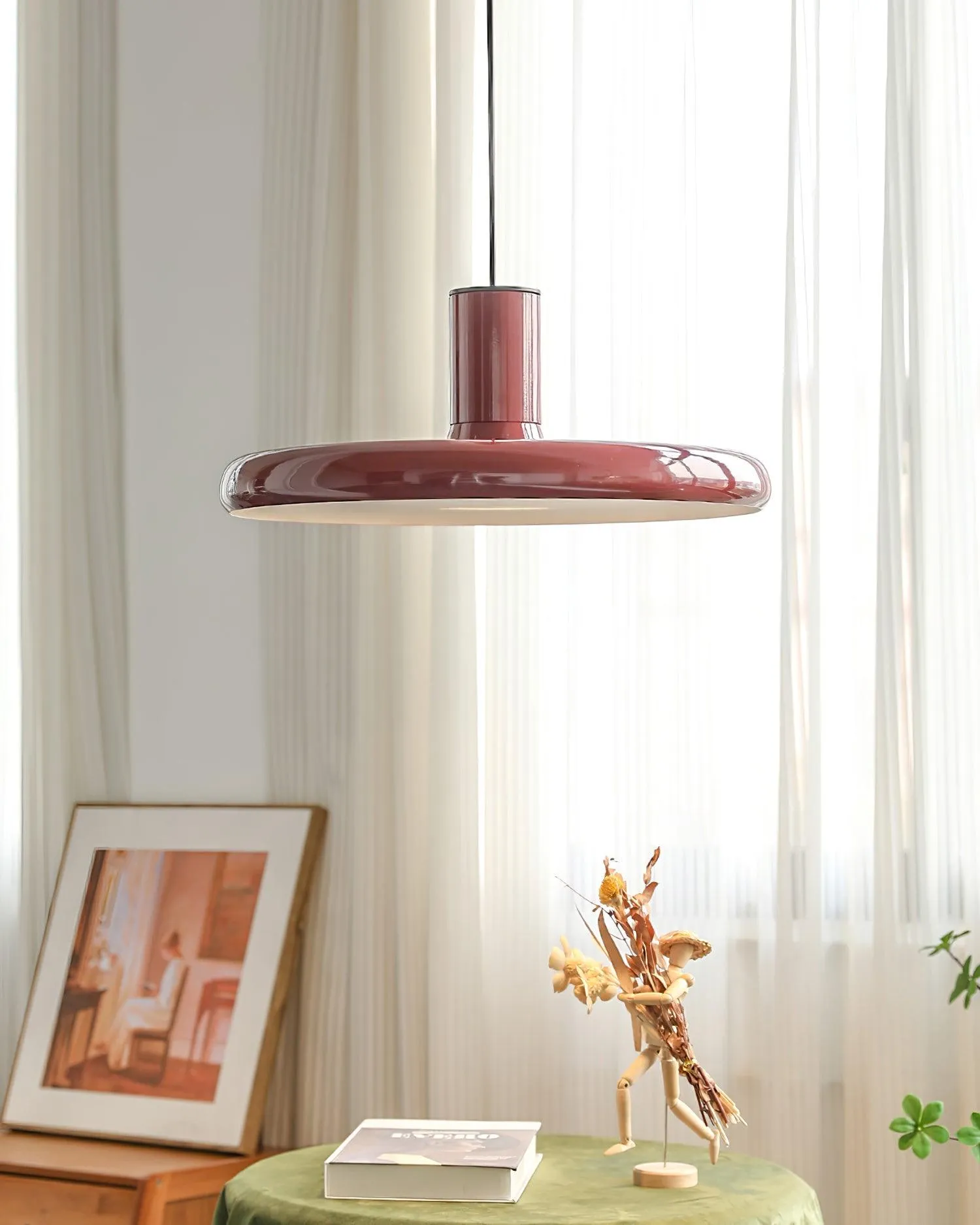 Red Frisbee Pendant Lamp 17.7″- 10.6″
