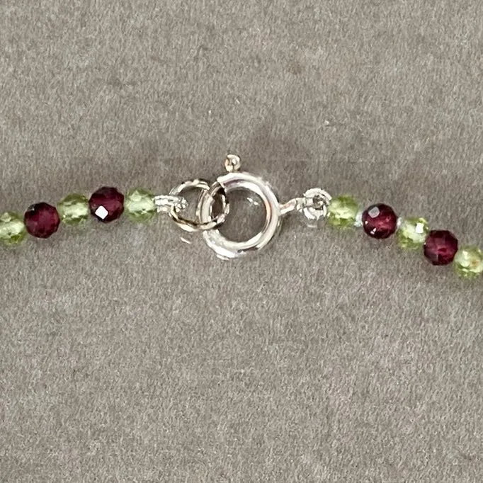 Red Garnet & Peridot Sterling Silver Bracelet