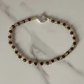 Red Garnet & Peridot Sterling Silver Bracelet