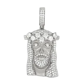 Rhodium Jesus Piece Custom CZ Bling Bling Pendant