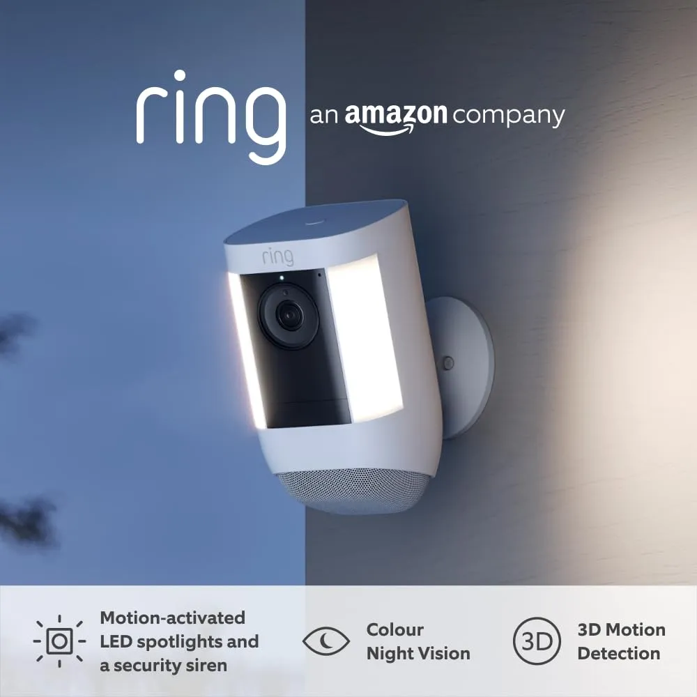 Ring Spotlight Cam Pro Battery - Outdoor Security Camera, 1080p HDR Video, 3D Motion Detection, Bird's-Eye View, LED Spotlights, 30-Day Free Trial of Ring Home