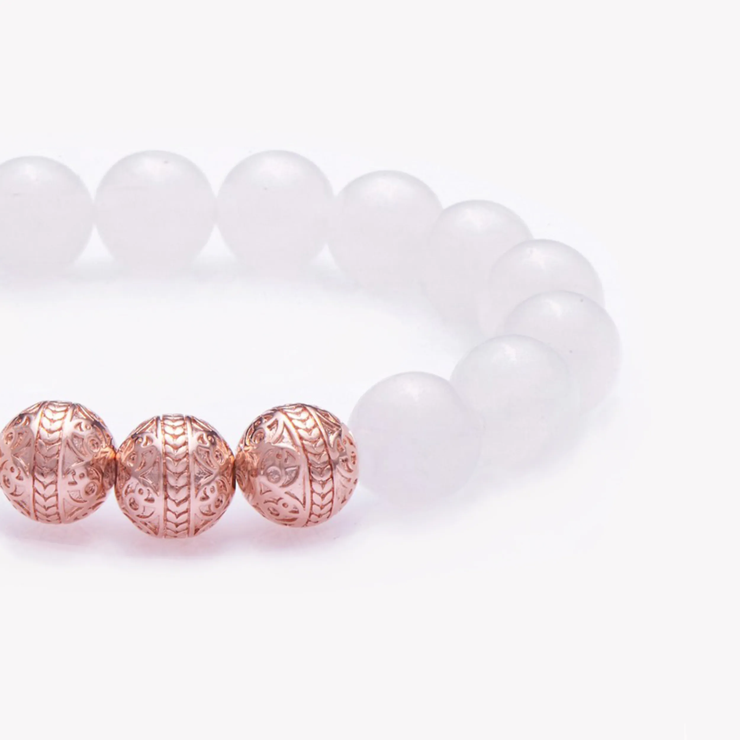Rose Gold Classic White Jade