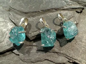 Rough Cut Apatite, Sterling Silver Small Pendant