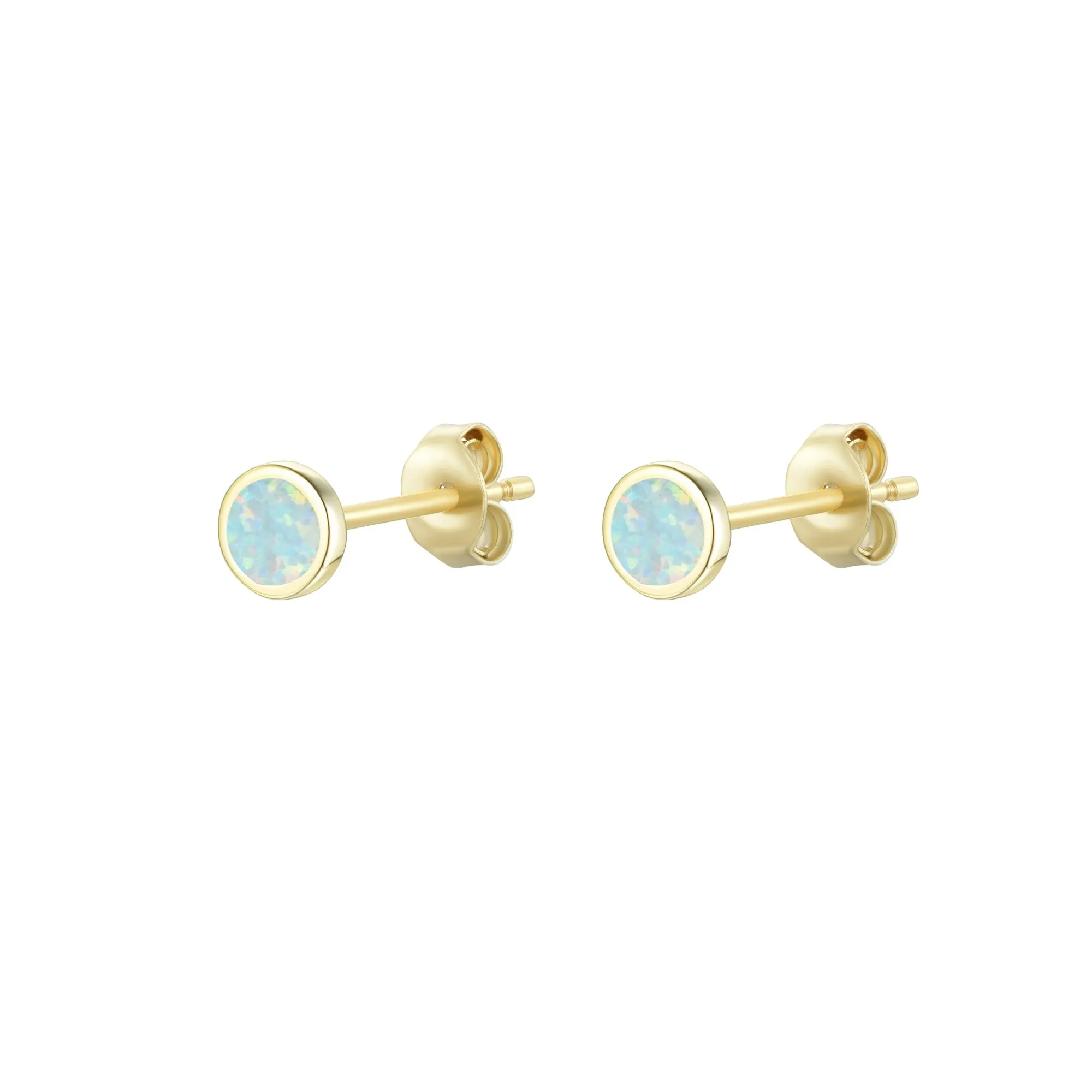 Round Opal Stud Earrings
