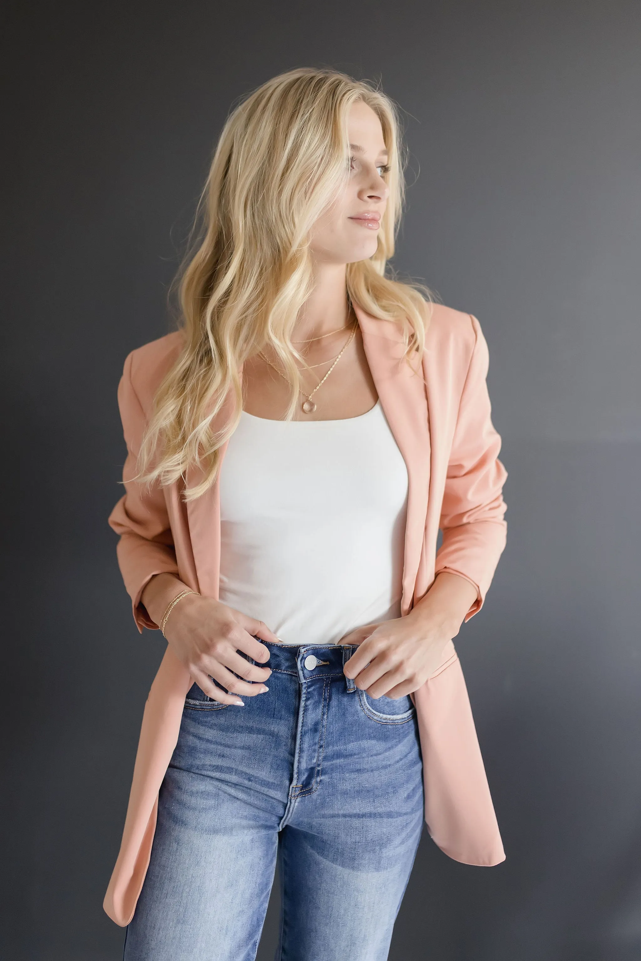 Roxie Layered Clear Disc Charm Necklace Gold
