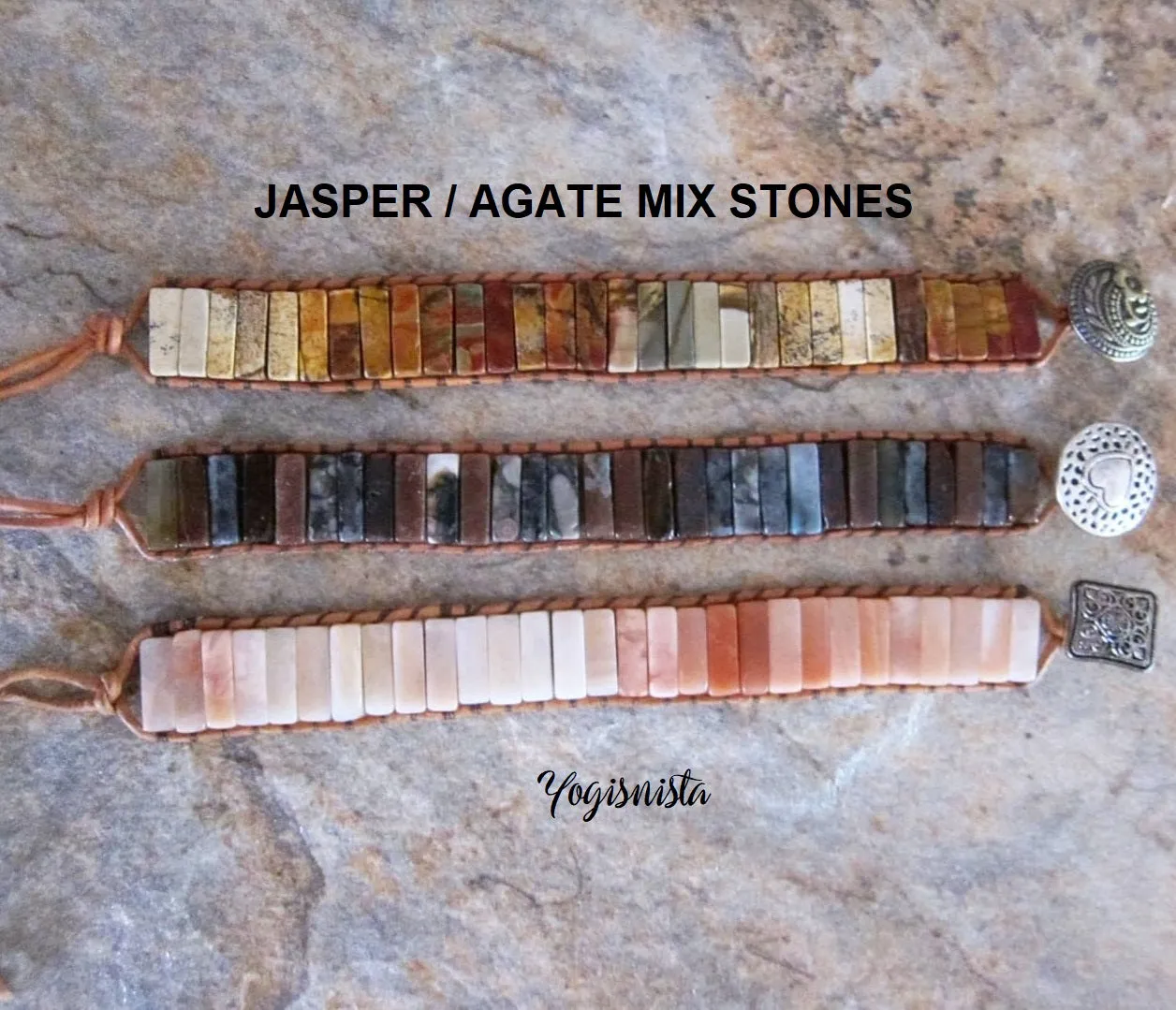 SALE - Picasso Jasper Mix Tubestone Cuff Bracelet - Ltd Edition