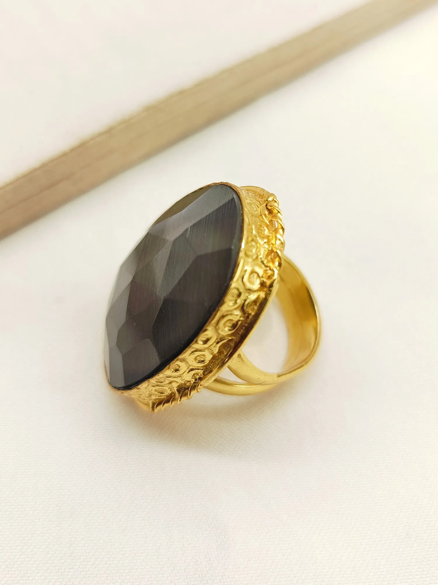 Sanya Grey Natural Stone Finger Ring
