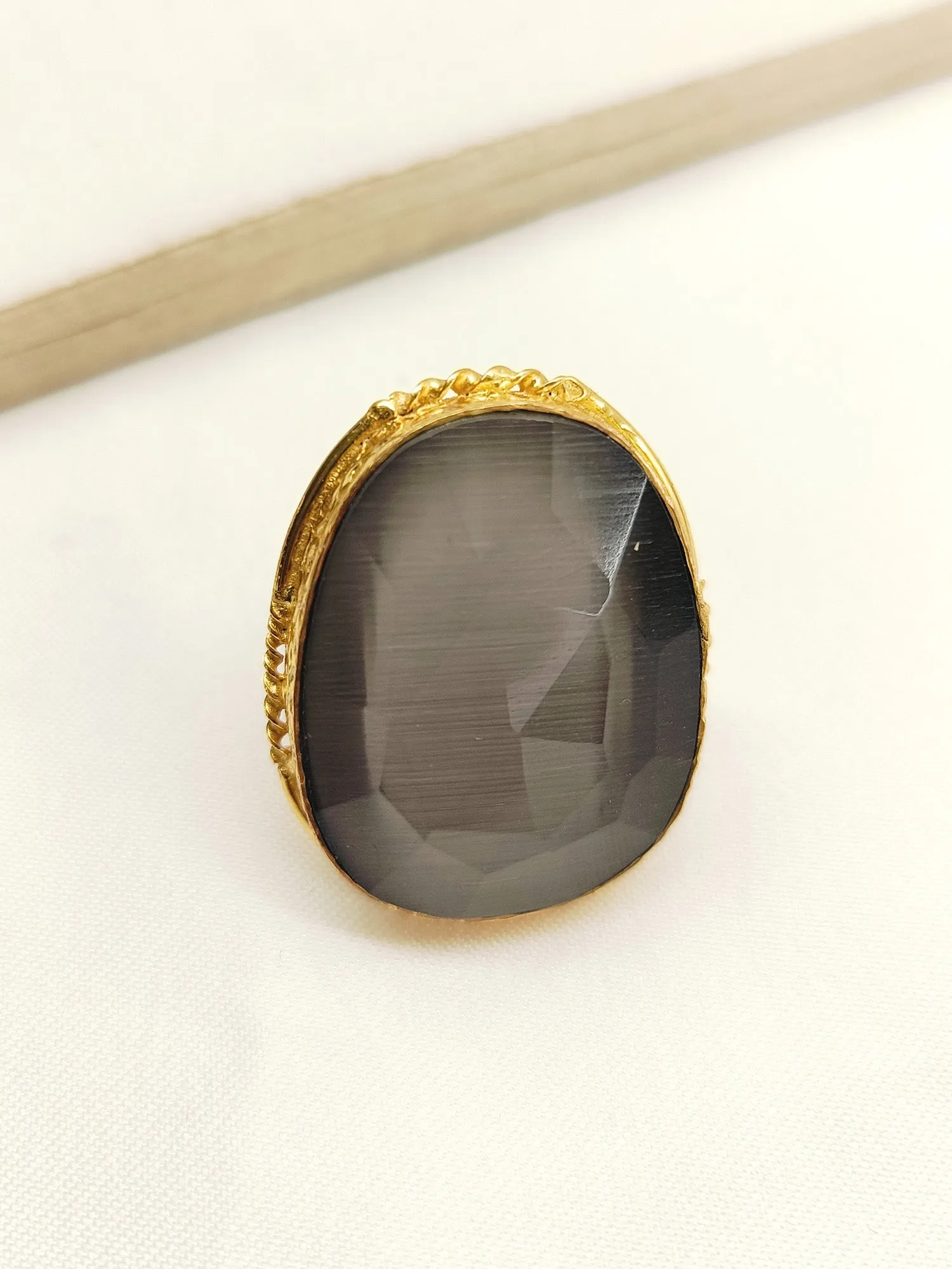Sanya Grey Natural Stone Finger Ring