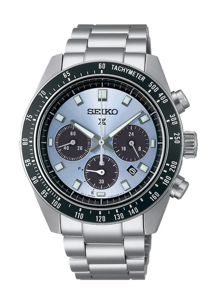 SEIKO PROSPEX SPEEDTIMER SOLAR CHRONOGRAPH LIGHT BLUE DIAL SSC935P