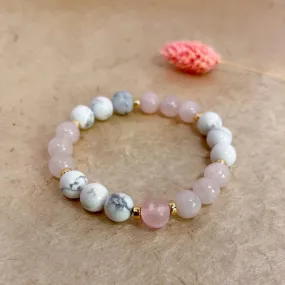 Serenity and Love - White Howlite, Rose Quartz, and Cherry Quartz Bracelet