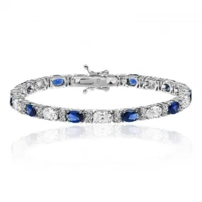 Silver & Co Oval Sapphire Cubic Zirconia Bracelet with Secure Claw Setting SBG0034SA