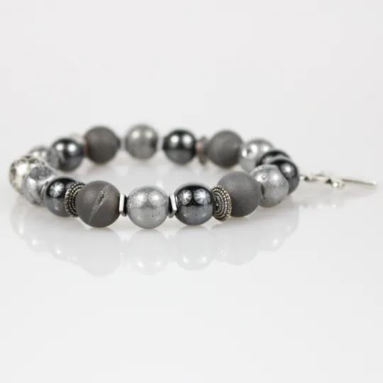 Silver Ankh Bead Bracelet
