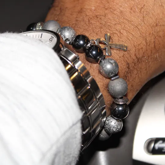 Silver Ankh Bead Bracelet