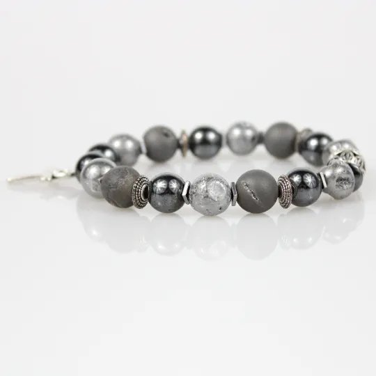 Silver Ankh Bead Bracelet