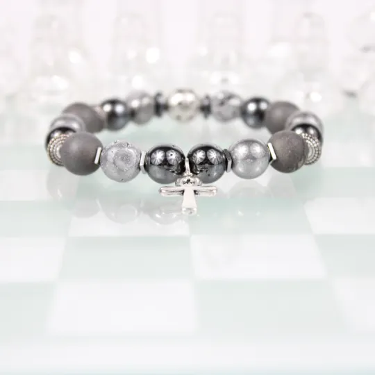 Silver Ankh Bead Bracelet