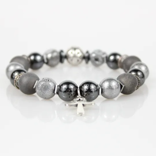 Silver Ankh Bead Bracelet