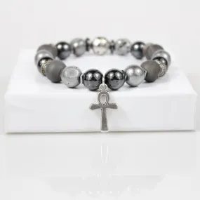 Silver Ankh Bead Bracelet