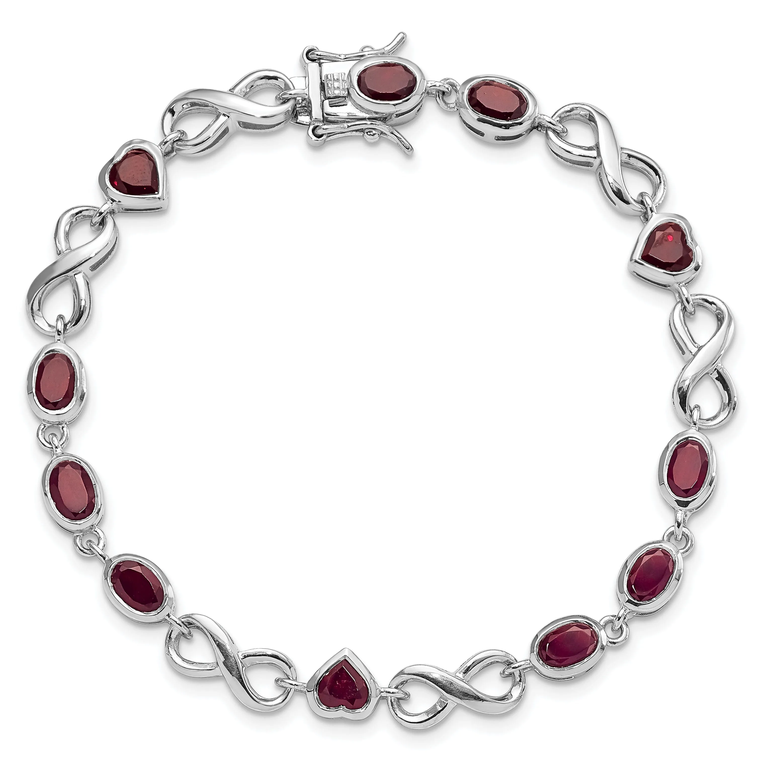 Silver Heart Shape Garnet Gemstone Bracelet