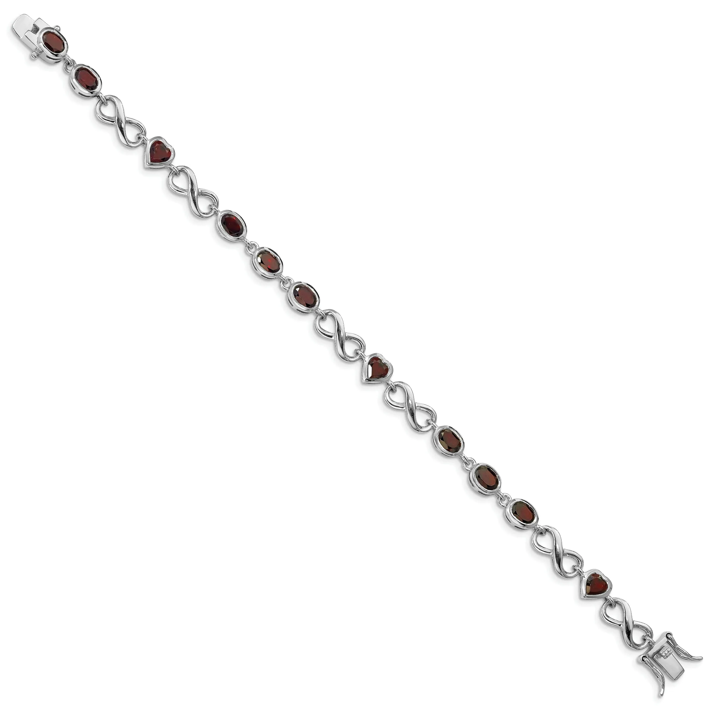 Silver Heart Shape Garnet Gemstone Bracelet