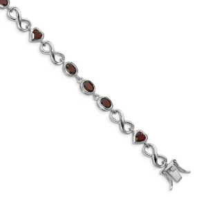 Silver Heart Shape Garnet Gemstone Bracelet