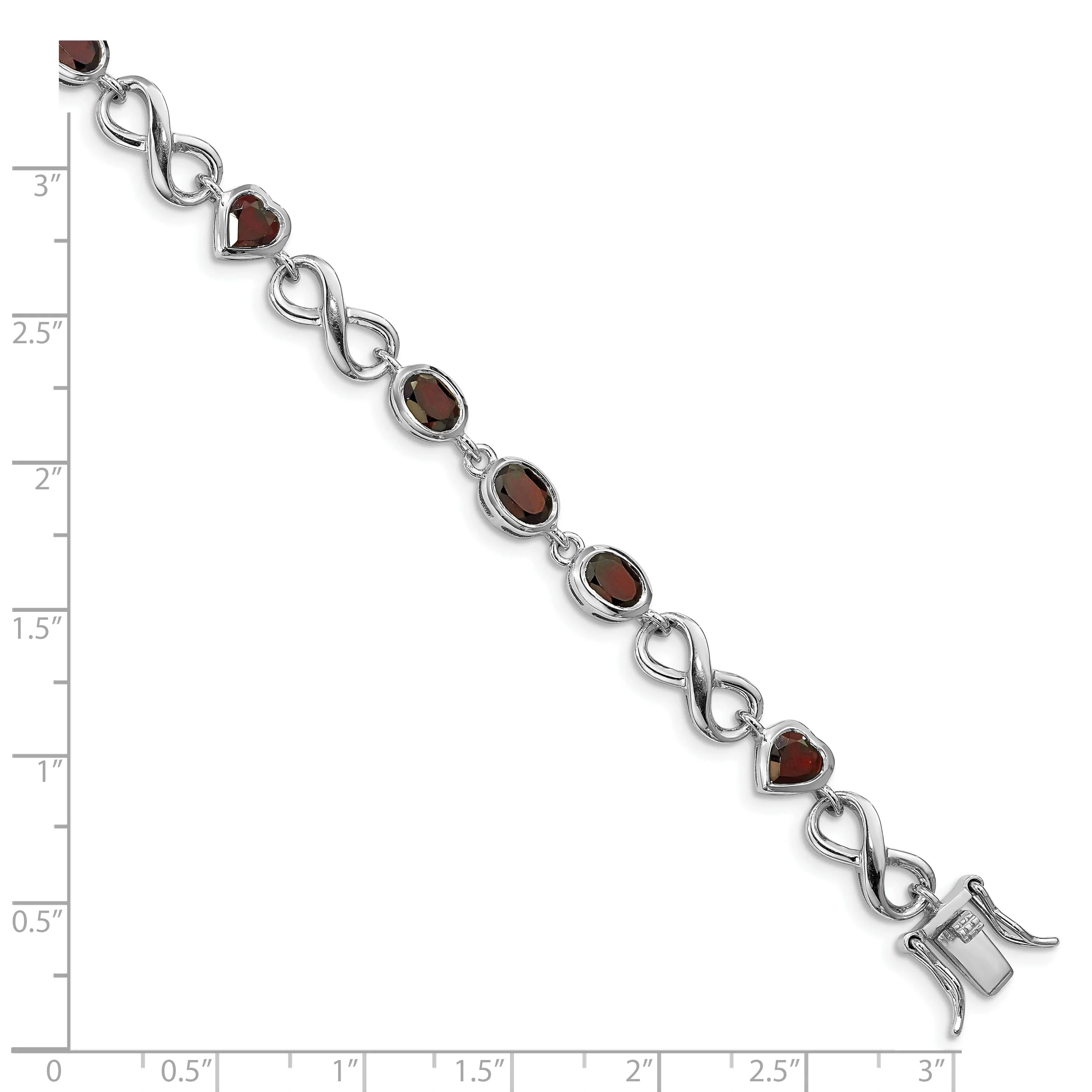 Silver Heart Shape Garnet Gemstone Bracelet