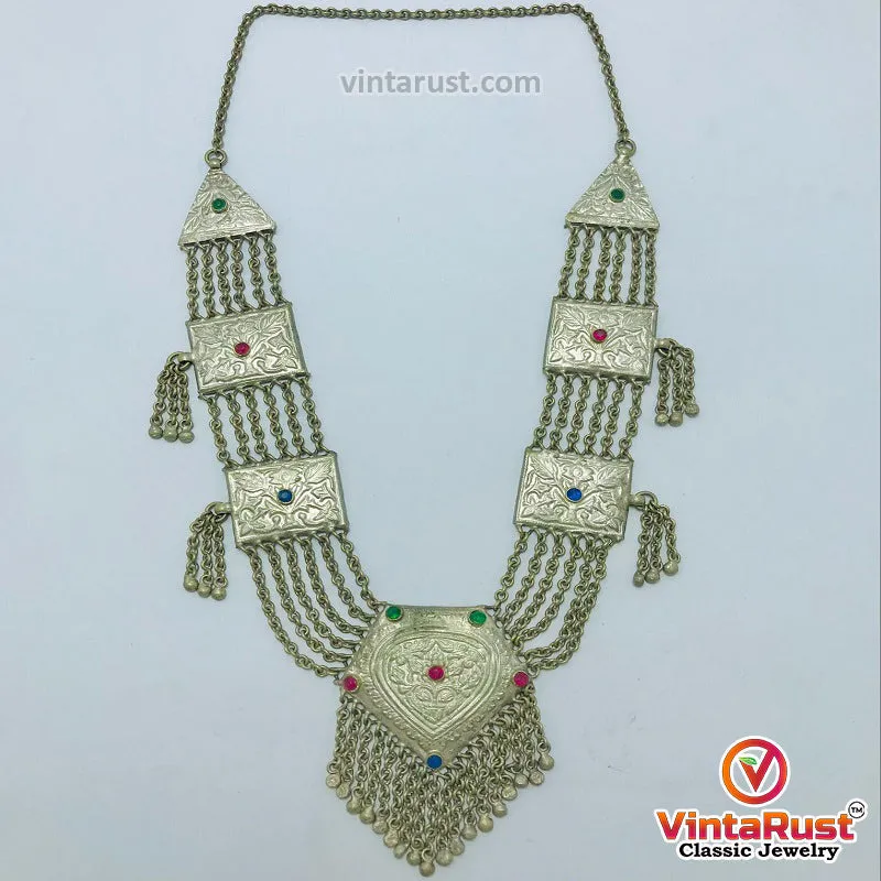 Silver Kuchi Massive Bohemian Pendant Necklace