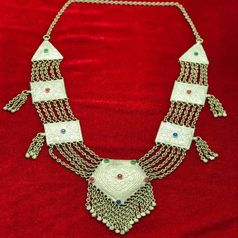 Silver Kuchi Massive Bohemian Pendant Necklace