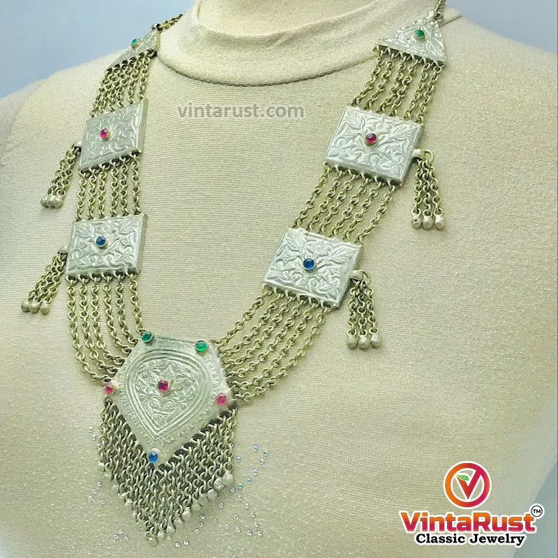 Silver Kuchi Massive Bohemian Pendant Necklace