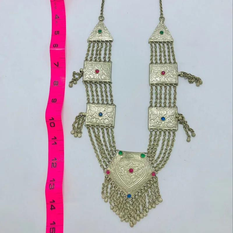 Silver Kuchi Massive Bohemian Pendant Necklace