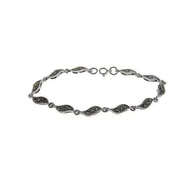 Silver Leaf and Marcasite Jewels Bracelet