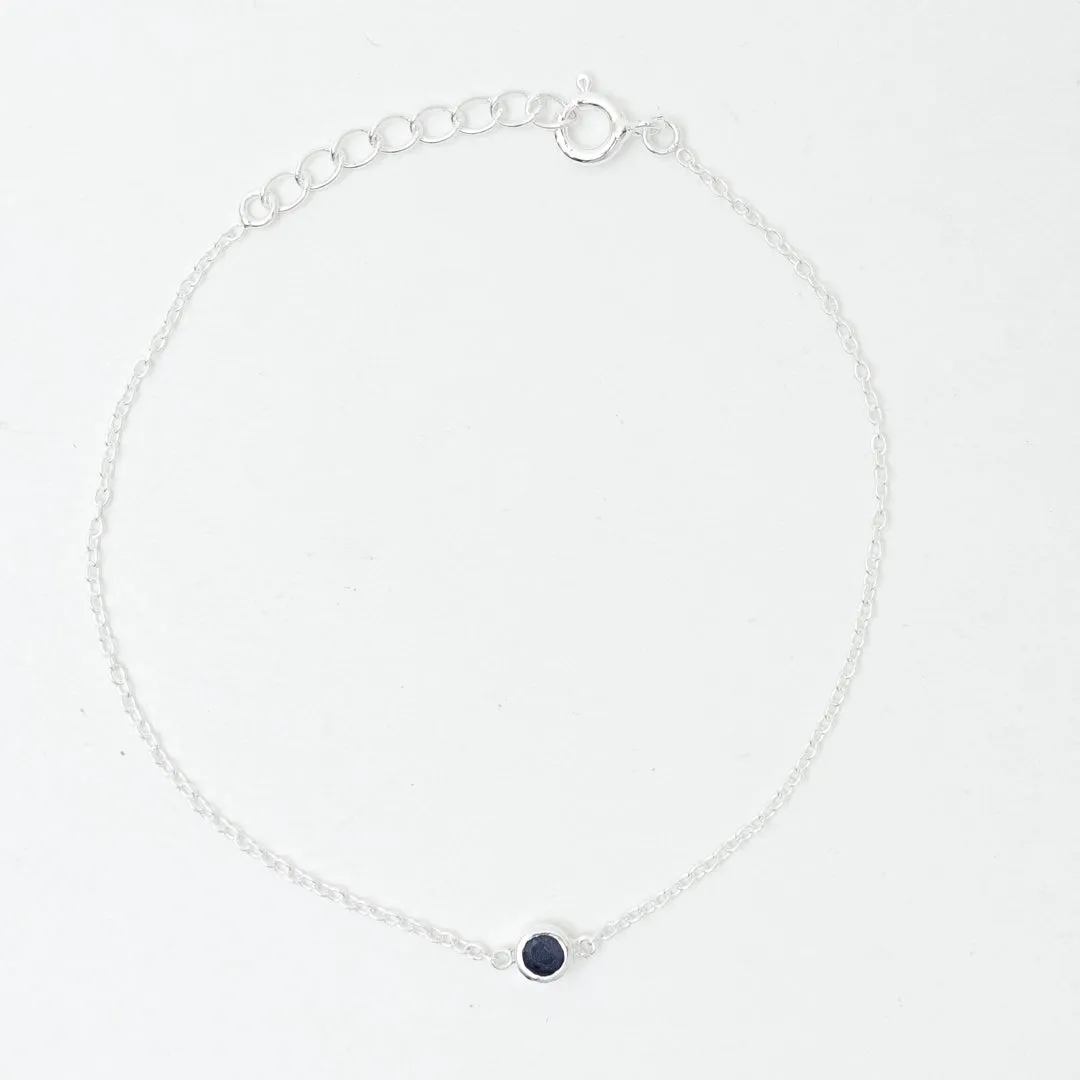 Silver Raw Sapphire Solitaire Bracelet