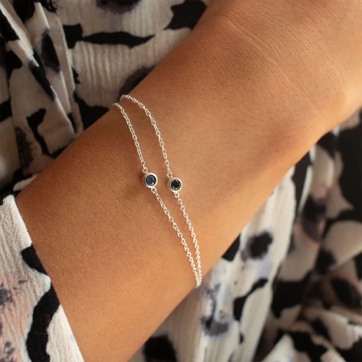 Silver Raw Sapphire Solitaire Bracelet