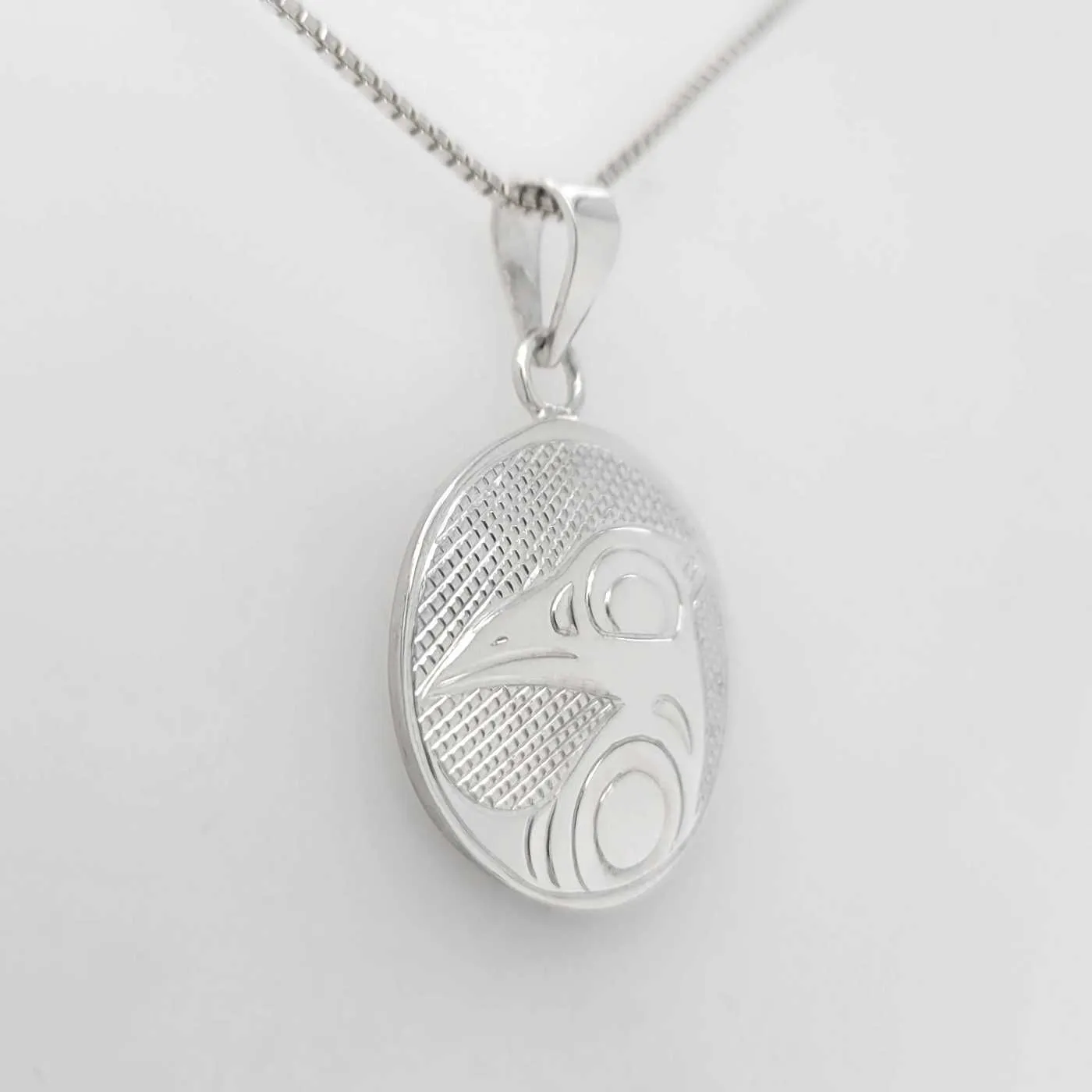 Silver Round Raven Spirit Pendant