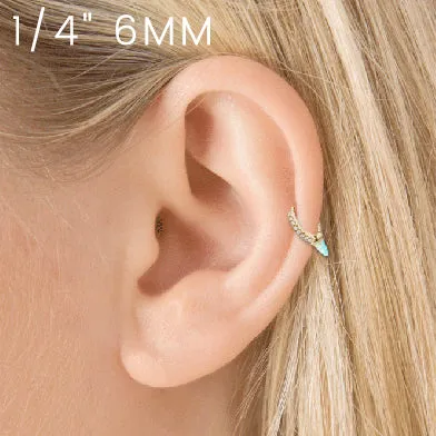 Single Opal Spike with DIAMONDS. Eternity Earring by Maria Tash in 18K Rose Gold