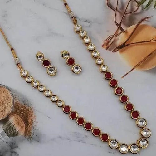 Single Round Kundan Necklace Set