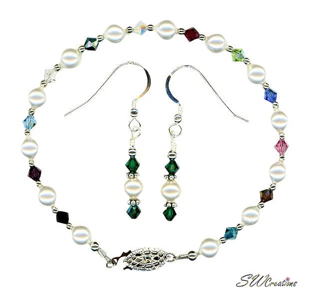 Small Generation Birthstone Crystal Pearl Set