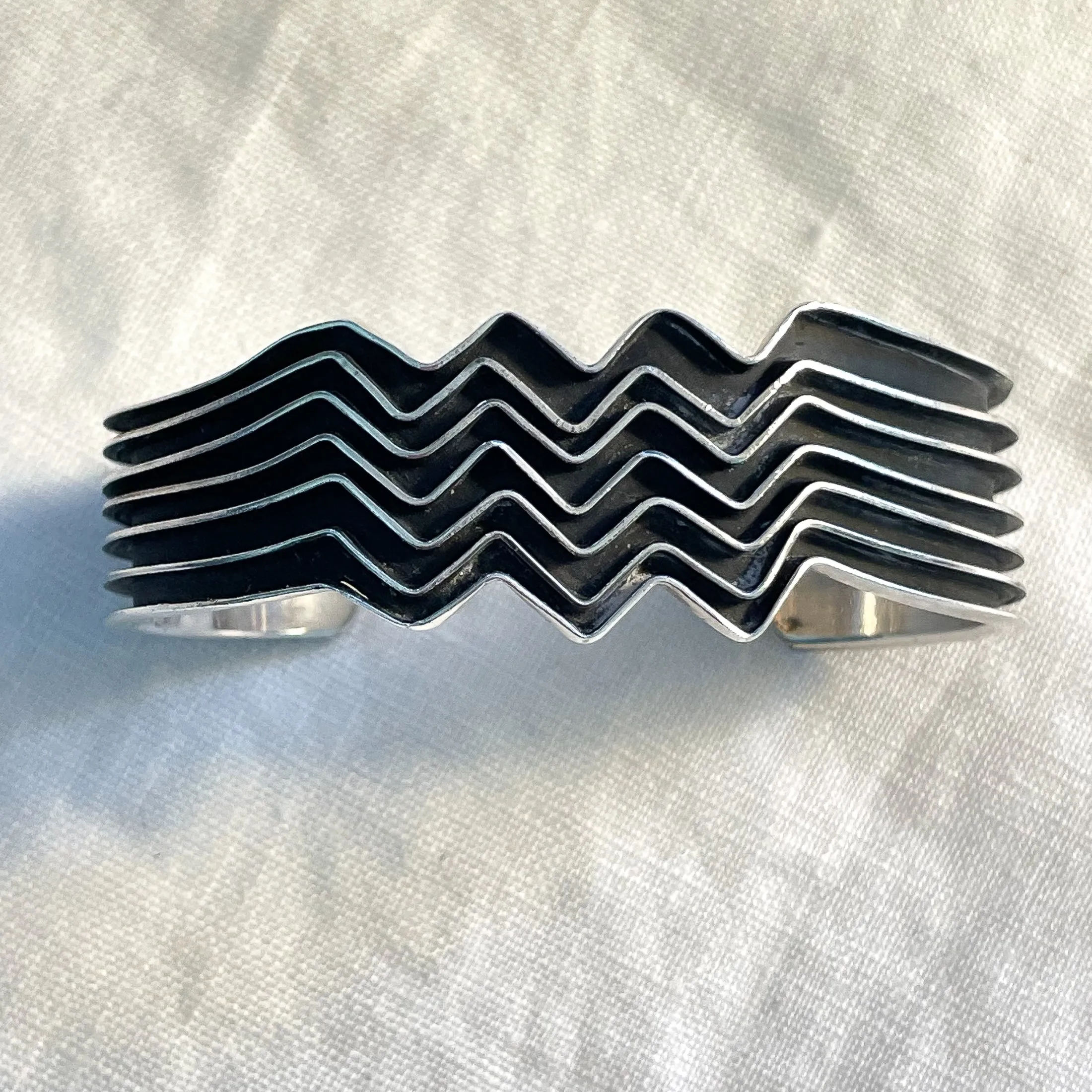 SOLD Vintage Native American Sterling Silver Cuff Bracelet, Signed KK
