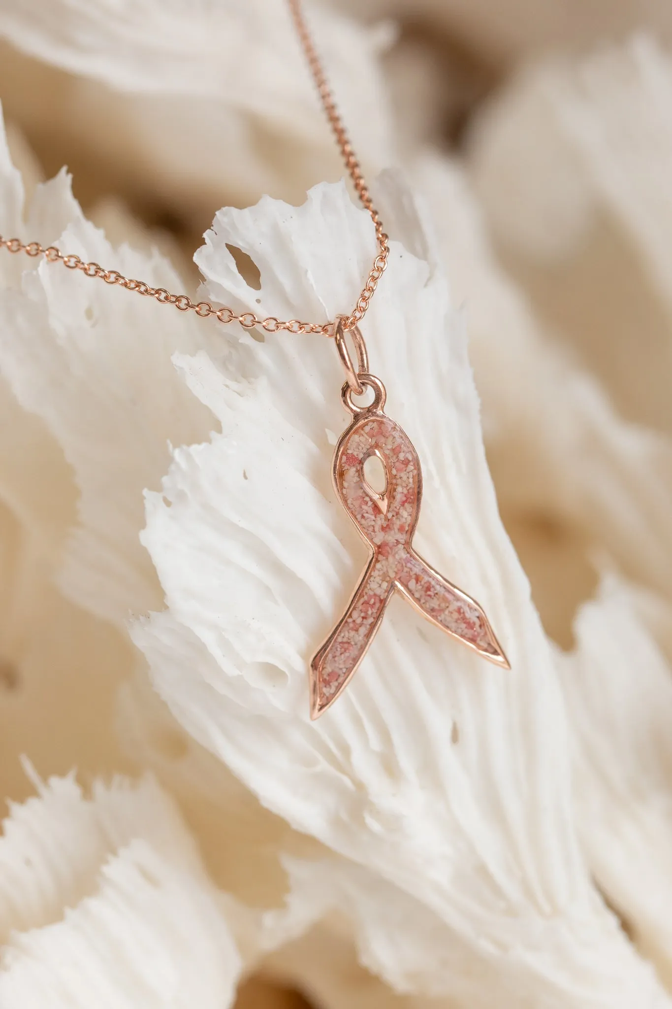 Splash ~ Breast Cancer Ribbon Pendant in Gold
