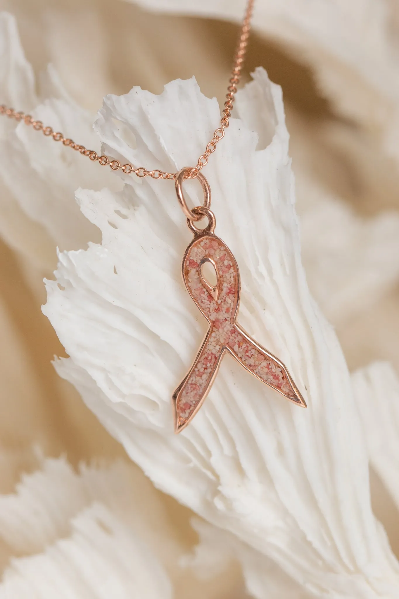 Splash ~ Breast Cancer Ribbon Pendant in Gold