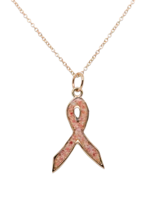 Splash ~ Breast Cancer Ribbon Pendant in Gold