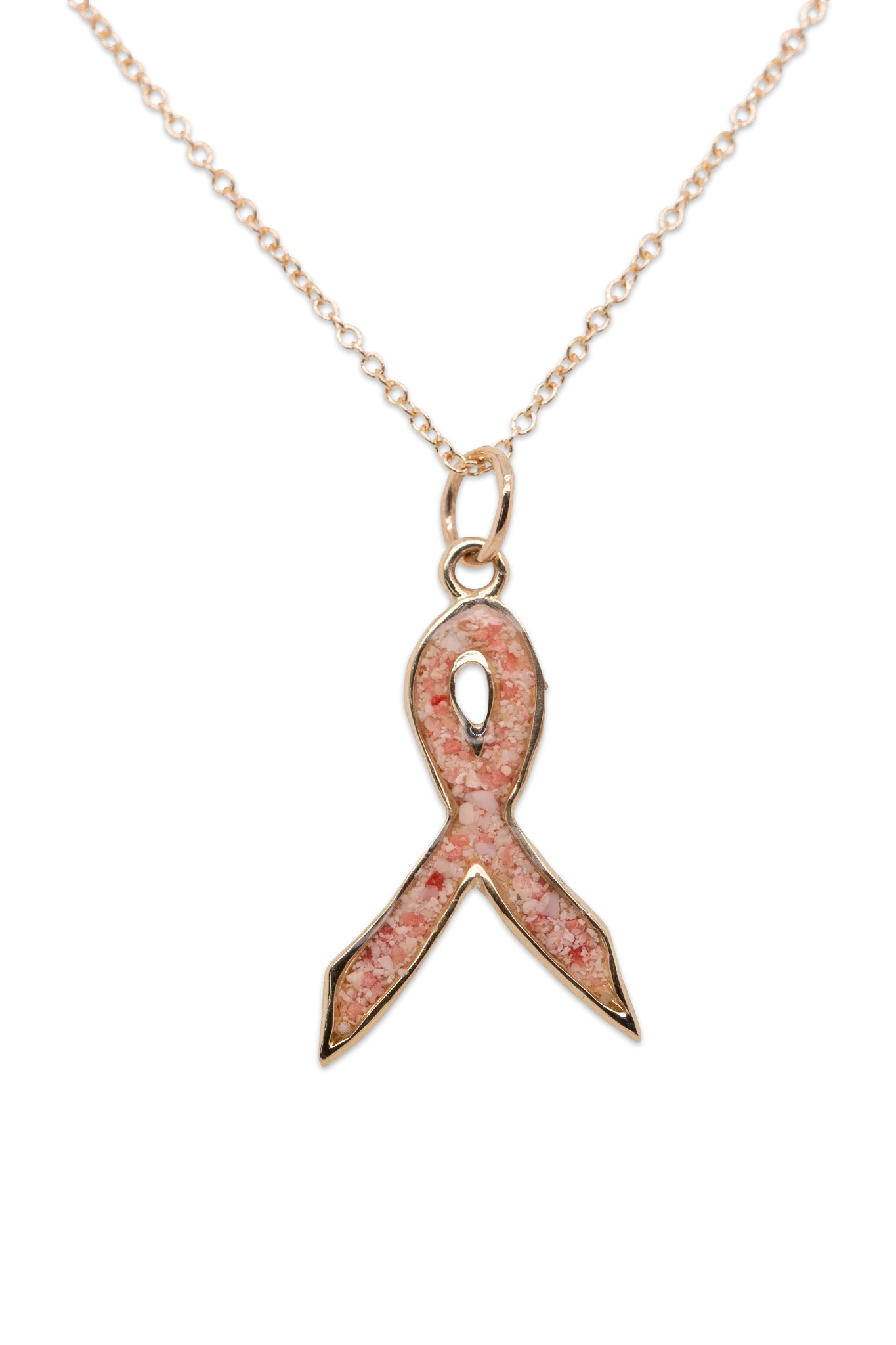 Splash ~ Breast Cancer Ribbon Pendant in Gold