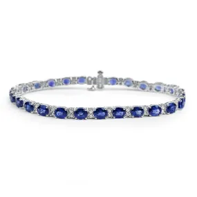 Springer's Collection 14k White Gold Ceylon Sapphire and Diamond Line Bracelet