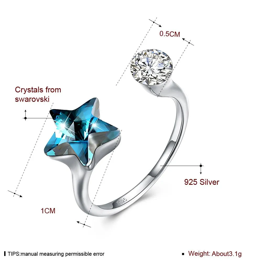 Star Sterling Silver Adjustable Ring