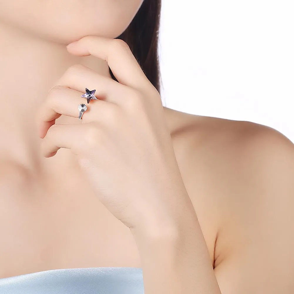 Star Sterling Silver Adjustable Ring