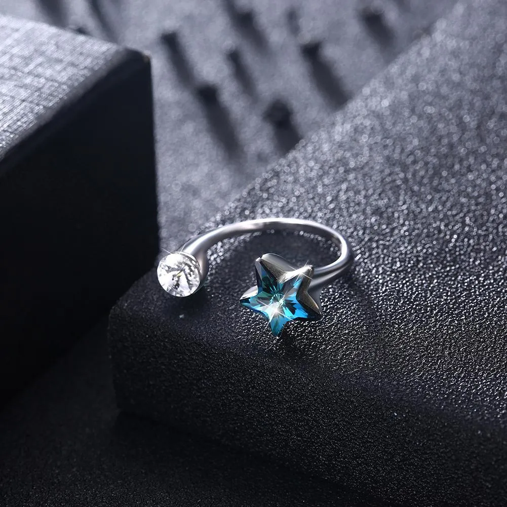 Star Sterling Silver Adjustable Ring