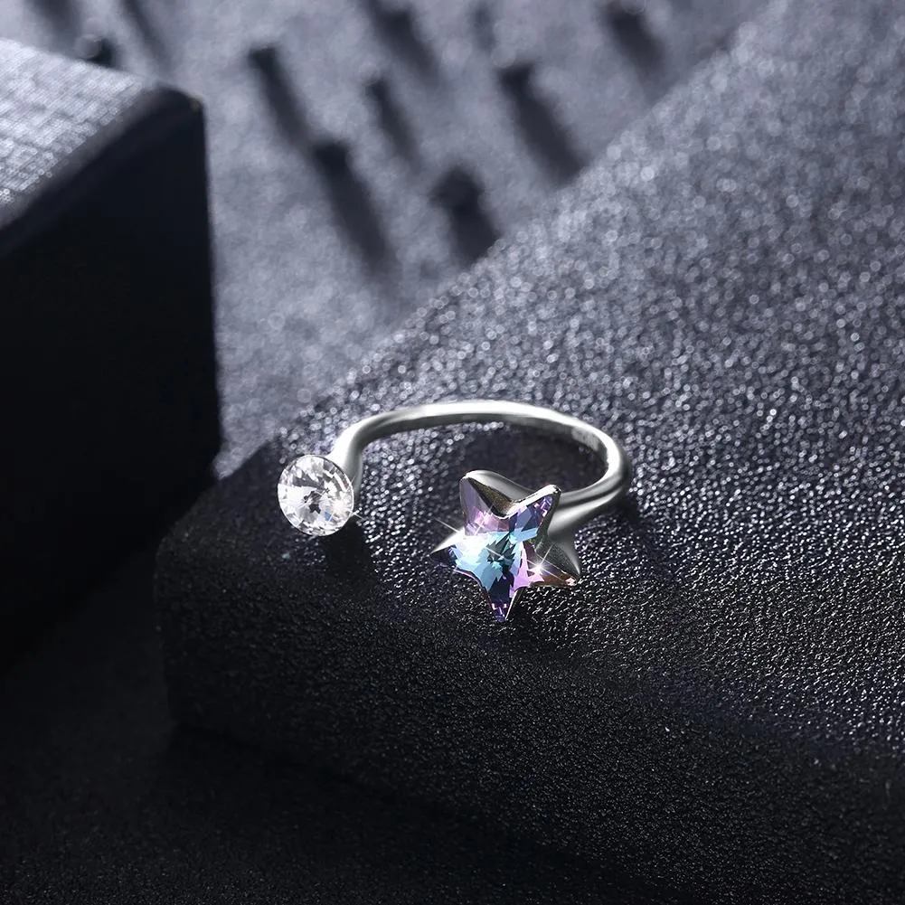 Star Sterling Silver Adjustable Ring
