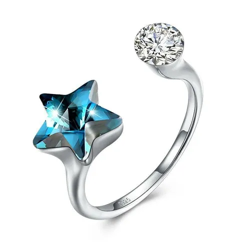 Star Sterling Silver Adjustable Ring